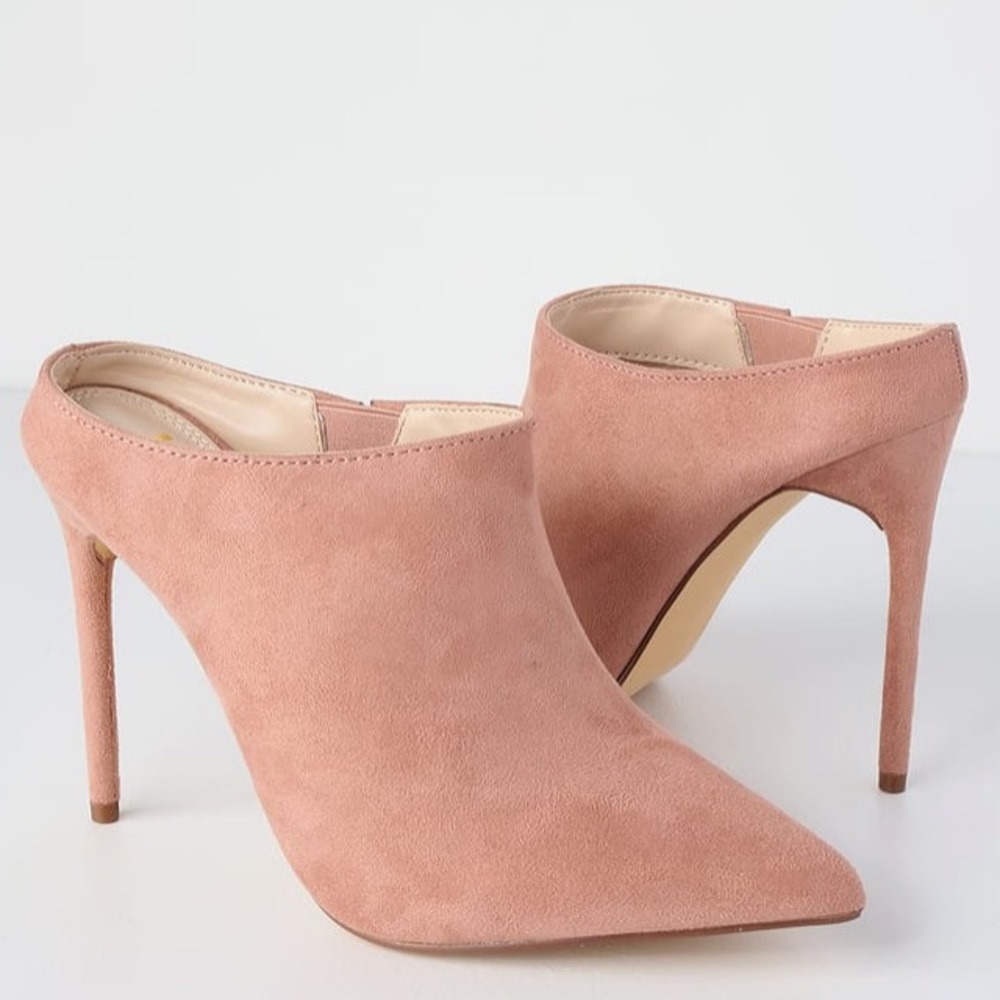 Lulus Bobby mauve suede mules